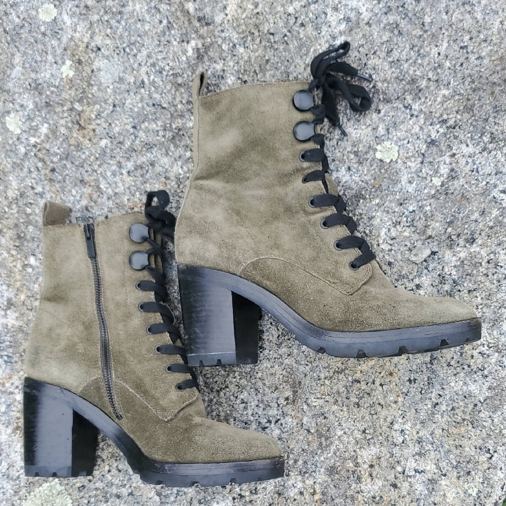 Frye Myra Suede Lug Lace-Up Combat Heeled Boots 8 M - Picture 7 of 15